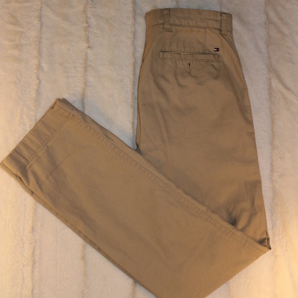 Slim fit khaki dress pants